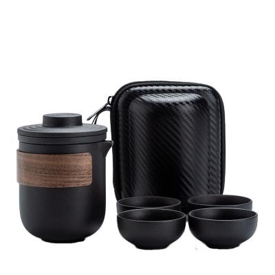 China Small Creamic Gongfu Black Stocked 180ml Pot Travel Tea Cup With Infuser for sale