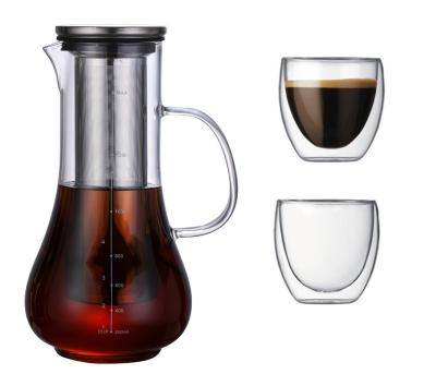 China 1500ml Sustainable Water Airtight Glass Carafe Airtight Cold Brew Coffee Maker With Stainless Steel Infuser for sale