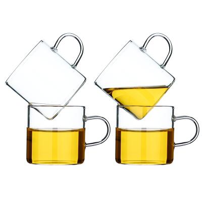 China Small Viable Turkish Single Wall Wholesale 100Ml Glass Tea Cup With Handle for sale