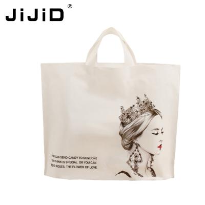 China Fashion Anti-Static Custom Colorful Design JiJiD Logo Thank You Handle Shopping Bag Reusable Custom Plastic for sale