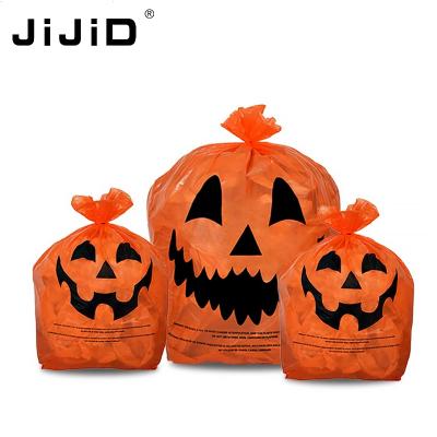 China JiJiD Recyclable Large Halloween Decoration Pumpkin Pattern Plastic Leaf And Lawn Garbage Bags for sale