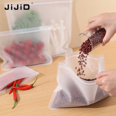 China JiJiD OEM Fashion Logo Cute Design Plastic Vegetable Moisture Proof Fruit Preserving Food Zipper Bags For Fridge for sale