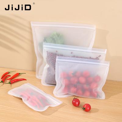 China JiJiD Non-Toxic Frosted Flat Moisture Proof Reusable Slider Food Grade Food Storage Packaging Fridge Freezer Bags Zipper Bag for sale