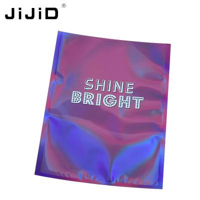 China Front Packaging Moisture Proof Resealable Zipper Clear Food Smell Proof JiJiD Holographic Bags Holographic Rainbow Color for sale