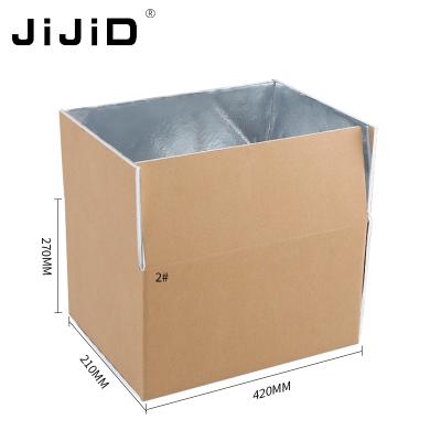 China JiJiD Free Sample Recyclable Insulation Aluminum Foil Cold Transport Insulation Box 2# 430*210*270 Insulated Box For Orange for sale