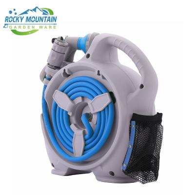 China Anti-Corrosion Rolling Hose Reel Retractable Hose Reel - Portable Garden Hose Reels Mini Garden Hose Reel 7 Function Sprayer Nozzle 50FT for sale