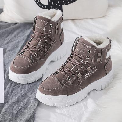 China Brown Martin Boots Women's Platform Heeled Boots Winter Boots Thick-soled Suede Boots for sale