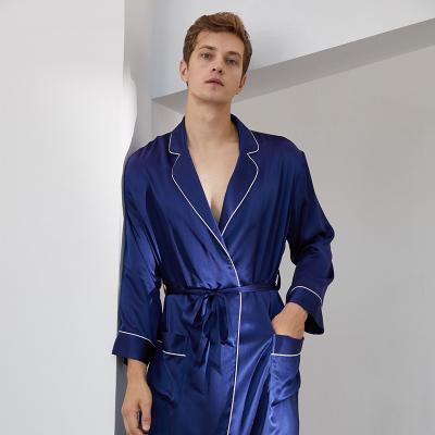 China 2021 Hot Selling QUICK DRY Cool Long Robe Skin-Friendly Nightgown Summer Lace Men In Solid Color Silk Long Robe for sale