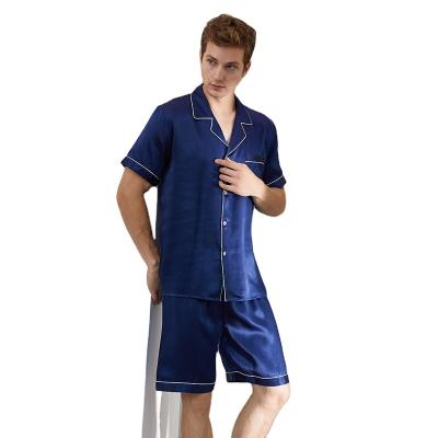 China Hot sale QUICK DRY fashion and classic men's summer cooling 100% real pure silk pajamas for sale