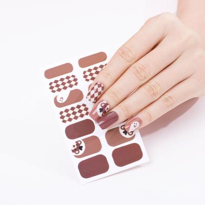 China 14pcs/Sheet Fashion Waterproof Nail Stickers For Girl DIY Sticker Cute Nail Polish Stickers Nail Art for sale