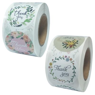 China Waterproof 38mm Series Thank You For Your Patronage Sticker Floral Wedding Party Gifts Sealing Package Label Roll for sale