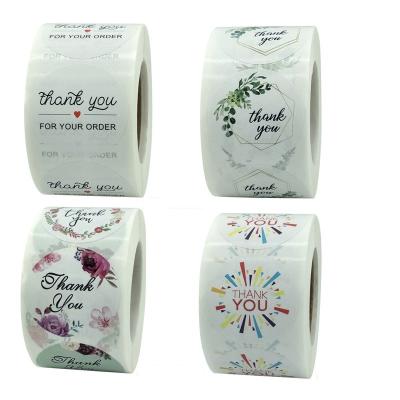 China Waterproof 1.5 Inch Round Custom Printing Thank You Customized Floral Packaging Stickers Labels Roll for sale