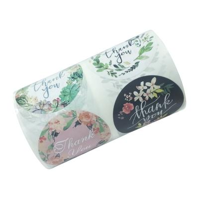 China Waterproof 2inch Custom Printing Thank You Floral Packaging Stickers Labels Roll for sale