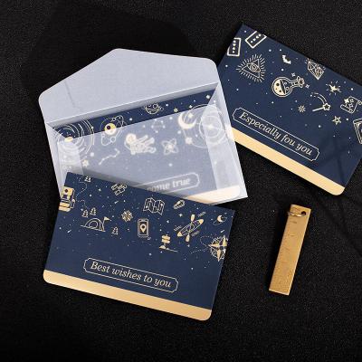 China Waterproof Classy Gold Foil Starry Night Greeting Cards With Envelopes Set Thank You Cards For Wedding Bridal Shower Business Birthday for sale