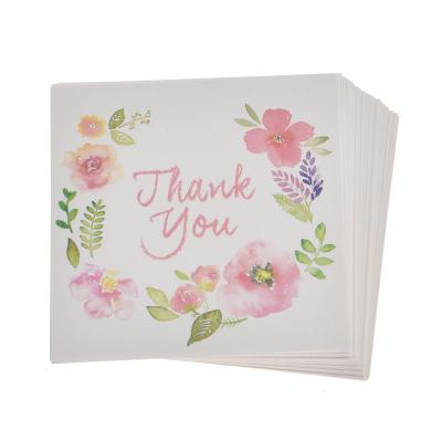 China Customized Packaging Wholesale 50pcs/Pack Custom Flower Printing Thank You Cards For Business 6*6cm Small Paper Card For Wedding Party Decoration for sale