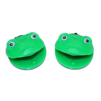 China Educational Toy Green Cartoon Frog Plastic Castanets for sale