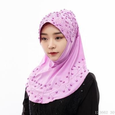 China Luxury Floral Instant Pearl Silk Malaysia Premium Tudung Hijab Shawl Muslim Women's Tudung Hijab Ready To Wear Wholesale for sale