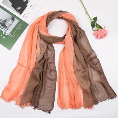 China Factory Supply Daily Wear Color Ombre Canvas Scarf Both Breathable Pure Cotton Shawl Scarves Malaysia Tudung Bawal For Women Spring for sale