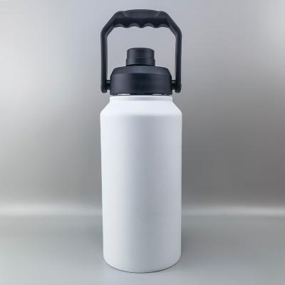 China 18/8 Stainless Steel Wide Mouth Sports Water Bottle Double Mouth Viable Thermal Insulated Vacuum Flask With Handle Lid for sale