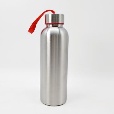 China Travel Sustainable 500ml Single Wall Gym Sports Stainless Steel Water Bottle With Rope Stainless Steel Carry Bottles for sale