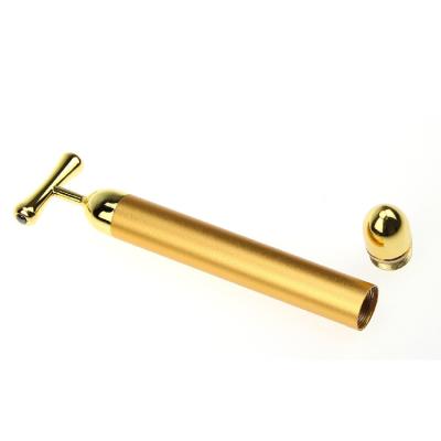 China Face Lift Beauty Bar 24k Gold Pulse Facial T Shape Gold Beauty Facial Massager for sale