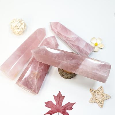 China Popular Europe Design Wand Crystals Healing Stones Tower Crystal Towers Natural Big Tower Rose Quartz Point for sale