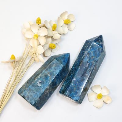 China Best Selling Crystal Point Blue Apatite Point Natural Quartz Wands Tower From Europe Big With Cheap Price for sale