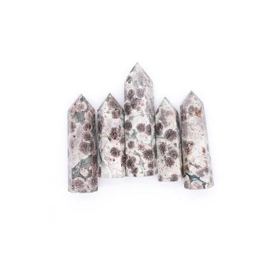 China Europe Wholesale Price High Quality Natural Crystal Point Polished Flower Marble Point For Home Decoration for sale