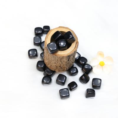 China Natural Black Obsidian Cube Crystal Gravel Crystals Healing Stones Feng Shui Gemstone Quartz Stone Good Quality Tumbled for sale