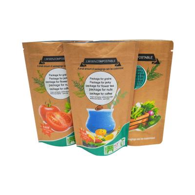 China Bio-degradable 50g 100g Kraft Pouch Custom LOGO Resealable Design Ziplock Kraft paper bag for coffee for sale