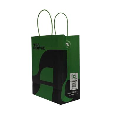 China Recycled Materials Eco-friendly Custom Logo Brown/White Kraft Paper Gift packaging Bags With Twisted Handles for sale