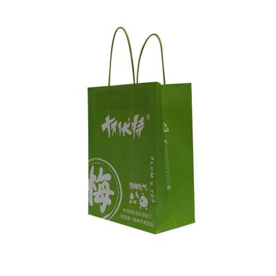 China Recyclable christmas Custom Printed Kraft Paper Bags Recyclable Shopping Clothing Gift Bag Food Take away for sale