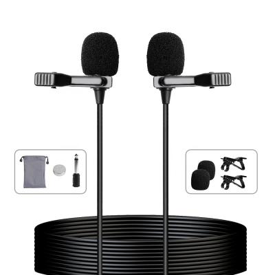 China Dual Lavalier Microphone Heads Recording Mic Clip Lavalier Microphone Camera With Microphone for sale