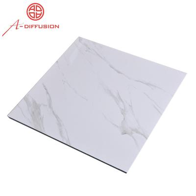 China 80x80cm Glossy White Carrara Marble Polished Glazed Glossy Porcelain Floor Tile for sale