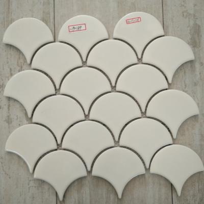 China Parquet Beige Color Fish Scales Decoration Ceramic Mosaic For Background Wall With A-diffusion 290*274mm for sale