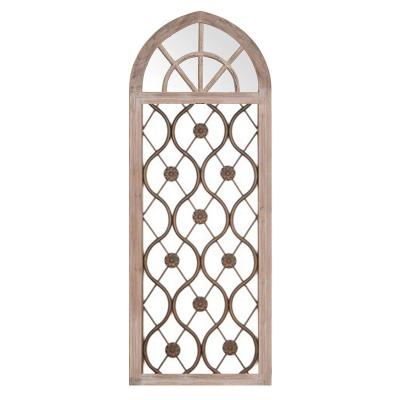 China Art Decor Wooden Decorative Garden Wall Art Metal Glass Arched Window View Wall Decor for Cathedral Hallways Entrance for sale