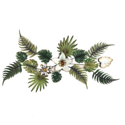 China Exotic Hand Painted Antique Green Leaf Flower Metal Wall Decor for sale