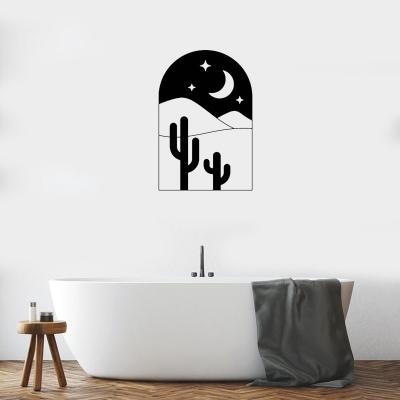 China Contemporary Wholesale Modern Black Nightscape And Cactus Metal Wall Decor Ideas for sale