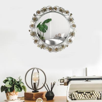 China Wholesale Vintage Floral Flowers Around Decorative Metal Gold Wall Mirror for sale