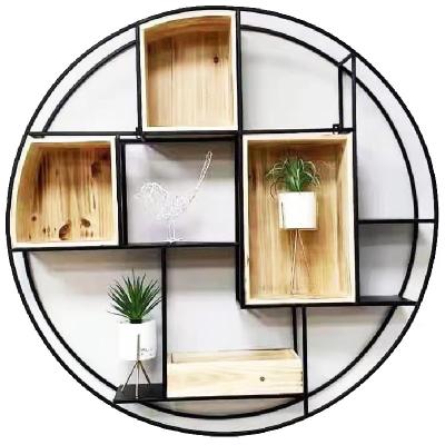 China 2022 eclectic wholesale cheap round black metal wall shelf for sale