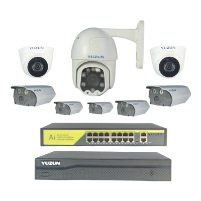 China Full set PAN-TILT security camera poe system 16ch poe camera system dual-light source infrared white waterproof surveillance complete set for sale