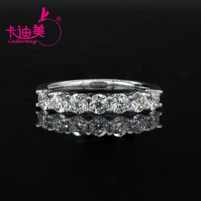 China Synthetic Moissanite Sterling Silver 925 Eternity Ring Seven Stone Moissanite Diamond Wedding Ring 2021 Trendy White Color Trendy Rings for sale