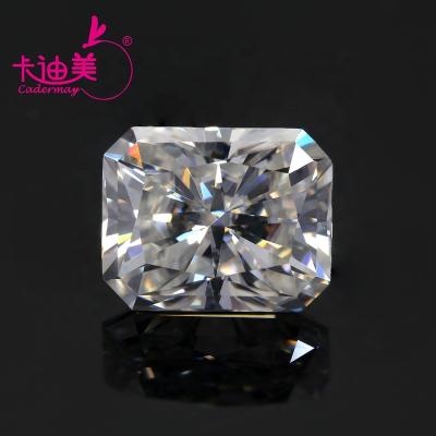 China Fire Cadermay Jewelry 10x12mm D VVS Radiant Cut Moissanite Color Play Or Diamonds Manufacture Loose Moissanite With Certificate for sale