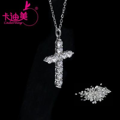 China Cadermay Fashion Hiphop Jewelry 925 3mm Moissanite Sterling Silver Cross Necklace Pendant for sale