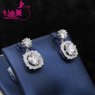 China Cadermay CLASSIC Luxury Jewelry 925 Silver Women 1CT D VVS Moissanite Diamond Pendant Drop Earrings For Women for sale