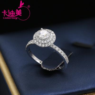 China Cadermay Jewelry 14K 18K Gold 0.5CT Halo Engagement Moissanite Ring Wedding Band For Women for sale