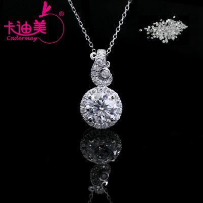 China Cadermay CLASSIQUE Customize Round Brilliant Silver Cut S925 Moissanite Diamond 3ct D VVS Pendant Necklace for sale