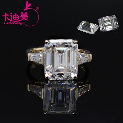 China Trendy Fashion S925 Sterling Silver Emearald Cut D VVS 10x12mm 8CT Moissanite Diamond Jewelry Ring from Cadermay for sale