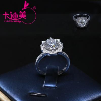 China Fashionable D VVS Silver Round Brilliant Cut 9mm 3CT Moissanite Diamond Trendy Jewelry Ring from Cadermay Fancy S925 for sale