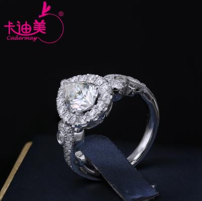 China Cadermay Halo Laciness S925 Silver FASHION Pear Shape 7x10mm 2CT Moissanite Diamond Fancy Jewelry Ring for sale